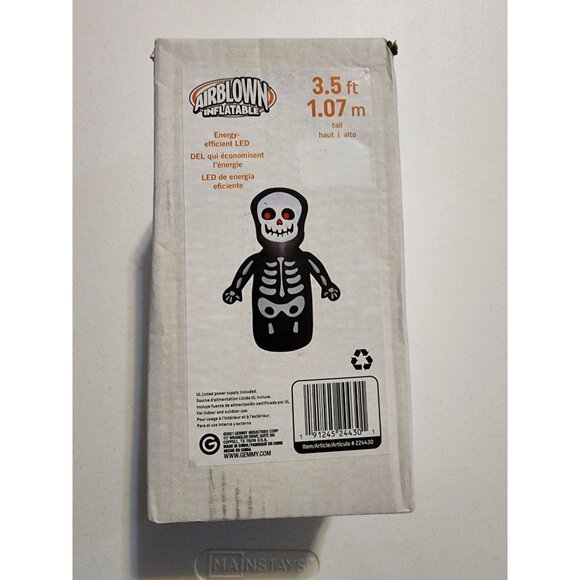 Gemmy Airblown Inflatable Skeleton 3.5 Ft Halloween Decoration LED Lights - Picture 1 of 8